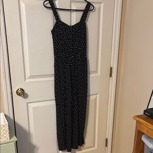 Loft Black Polka Dot wide leg Jumpsuit size xs